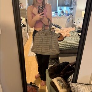 Yves Saint Laurent Gray Suede Croc XL Muse Bag